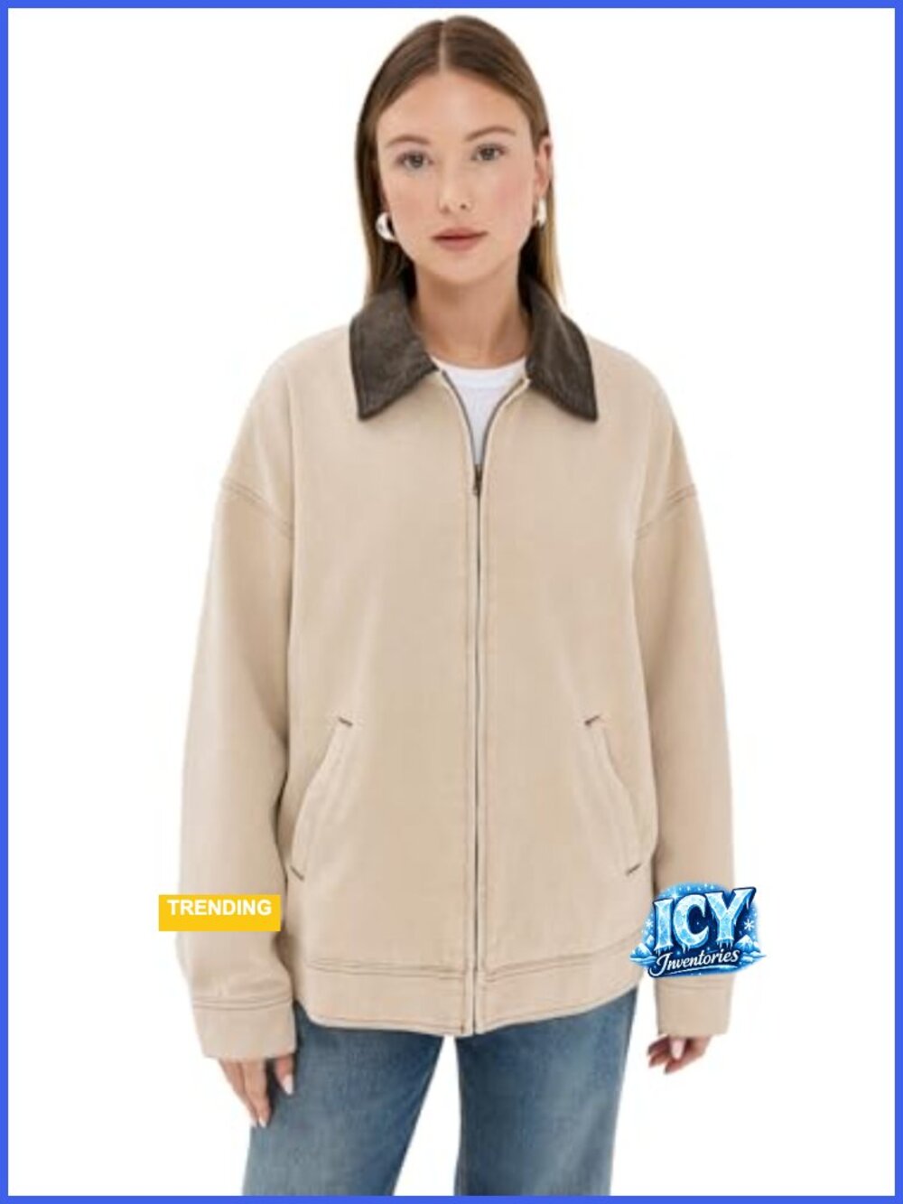 Heavyweight Cotton Canvas Barn Jacket with Corduroy Trim, Zip Front